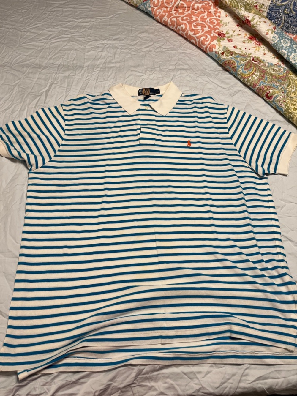 Polo by Ralph Lauren White & Teal Striped Polo